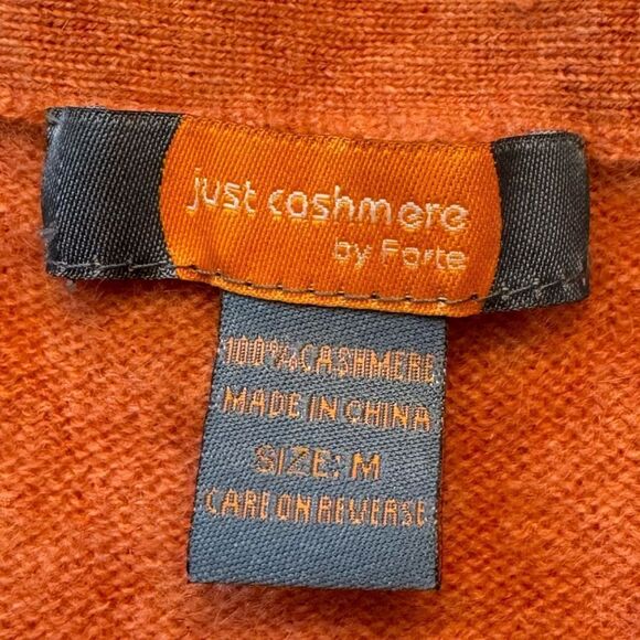 Just Cashmere by forte 100% cashmere orange pullover sweater size medium Fall - Picture 4 of 8